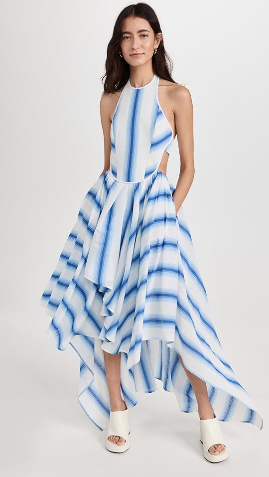 Halter Striped Embroidery Dress | Shopbop