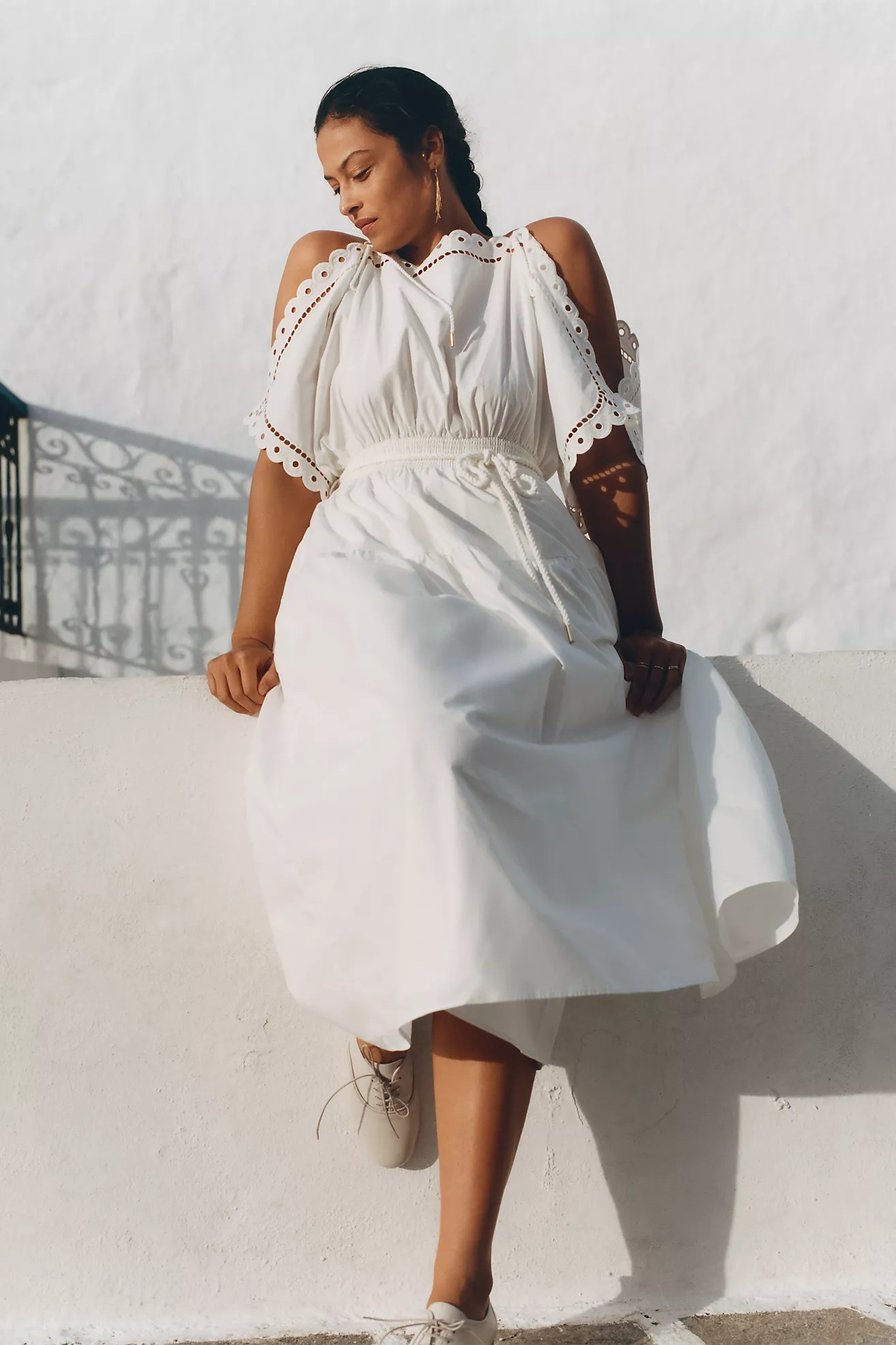 Mare Mare Cold-Shoulder Eyelet Midi Dress | Anthropologie (US)