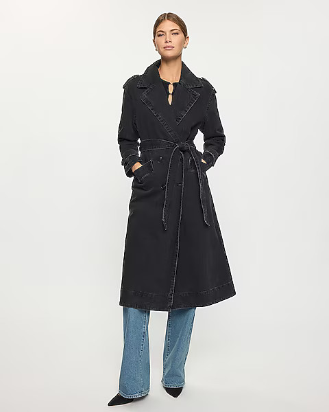 Black Denim Trench Coat | Express