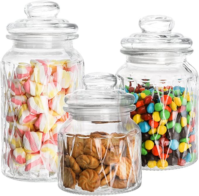 Frcctre Set of 3 Glass Apothecary Jar with Airtight Lid, 23/35/44/Oz Glass Storage Jar Canister S... | Amazon (US)