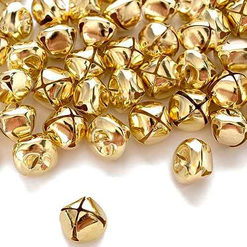 50 Pack 1 Inch Jingle Bells Christmas Gold Jingle Bells for Craft Festival Decoration with 30 Meter Red Cord and 12 Bowknots | Amazon (US)