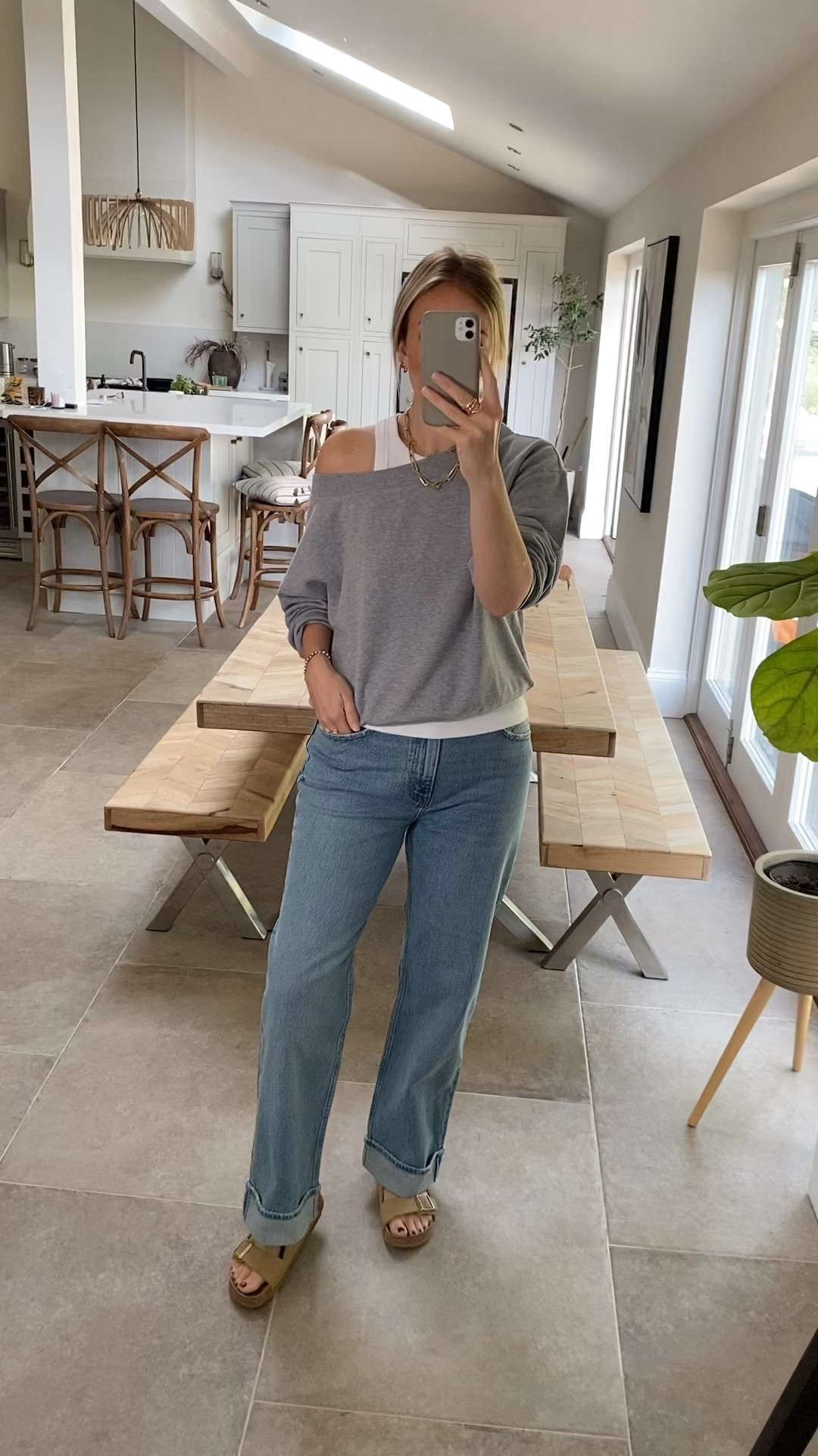 Fantastic straight cut jeans with a touch of stretch but still an authentic quality denim . Come in 3 lengths and a curve fit if you need extra room in the lower hip/thigh area. 
I wear the 30 regular here. 
The sweatshirt a lovely slouchy fit in a good quality sweatshirting. Wearing the large. 

#LTKuk #LTKcurves #LTKstyletip