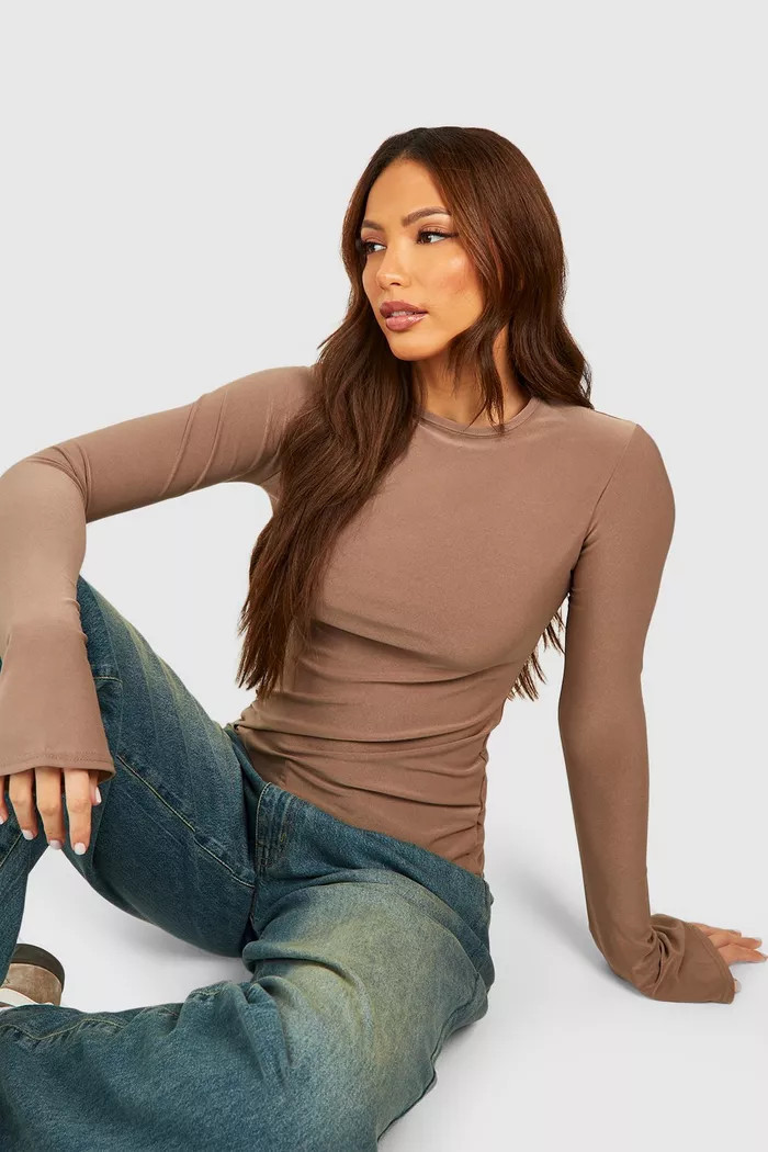 Tall Premium Soft Touch Crew Neck Longsleeve Top | boohoo (US & Canada)