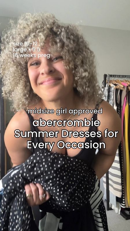 abercrombie dress sale details (6/7-6/10): 20% off ALL dresses + 15% off almost everything else. 

STACK code “DRESSFEST” at checkout for an additional 15% off which stacks on TOP OF the 20% off 🎉

Black white cutout dress: Large Tall 

Denim dress: Large Tall 

Active Dress: Large 

Black Satin Dress: Large Tall 

Polka Dot Dress: Large Tall 

Sizing reference: I’m 5’5, typically a size 10-12 & 16 weeks pregnant. 

midsize style, size 10, size 12, bump friendly, pregnancy style, abercrombie sale, abercrombie dresses 

#abercrombiesale #LTKmidsize #size12 #size10 #bumpfriendly #pregnancystyle
