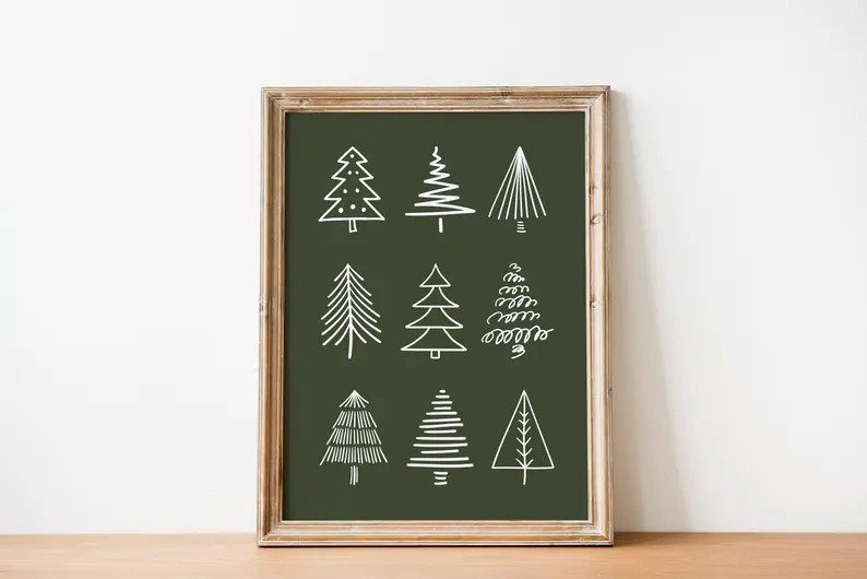 Minimalist Christmas Tree Art Print, Festive Holiday Decor, Christmas Tree Wall Art, Christmas Ar... | Etsy (US)