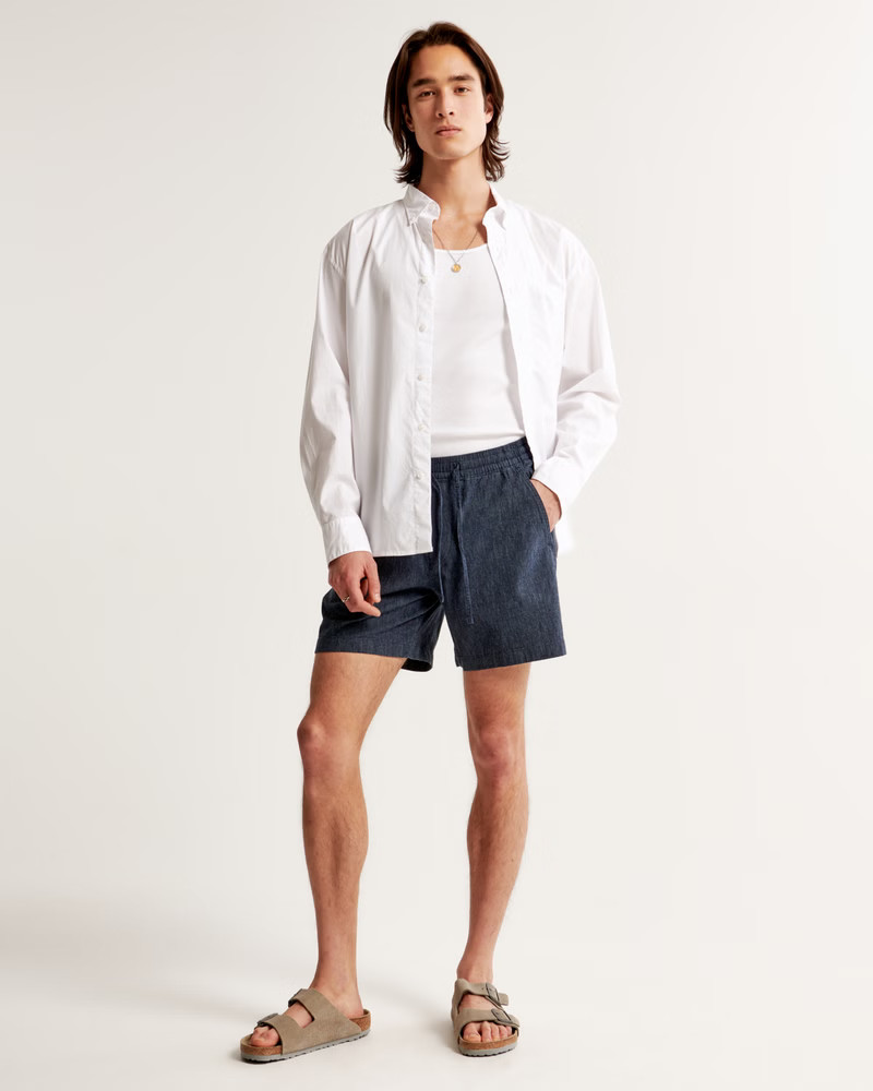 Men's Linen-Blend Pull-On Short | Men's Bottoms | Abercrombie.com | Abercrombie & Fitch (US)