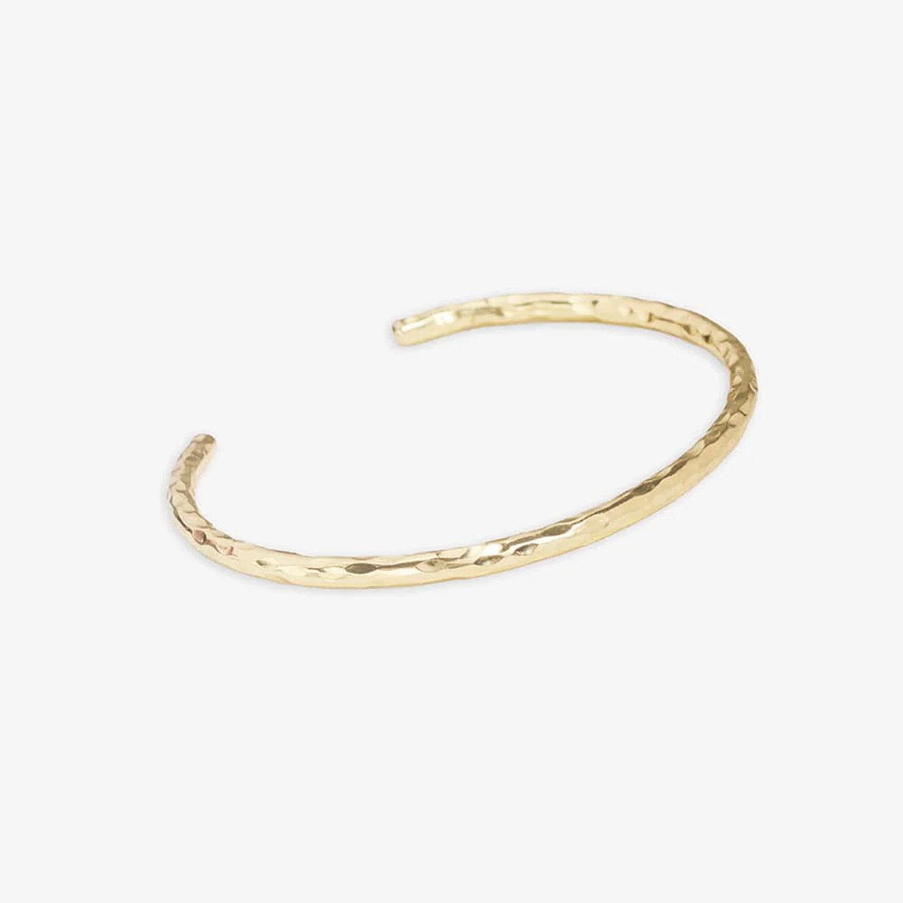 Lydia Hammered Brass Thin Cuff Bracelet | INK+ALLOY