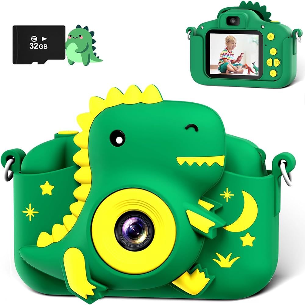 Kids Camera, Dinosaur Toddler Digital Camera for Ages 3-12 Boys Girls Childrens, Christmas Birthd... | Amazon (US)