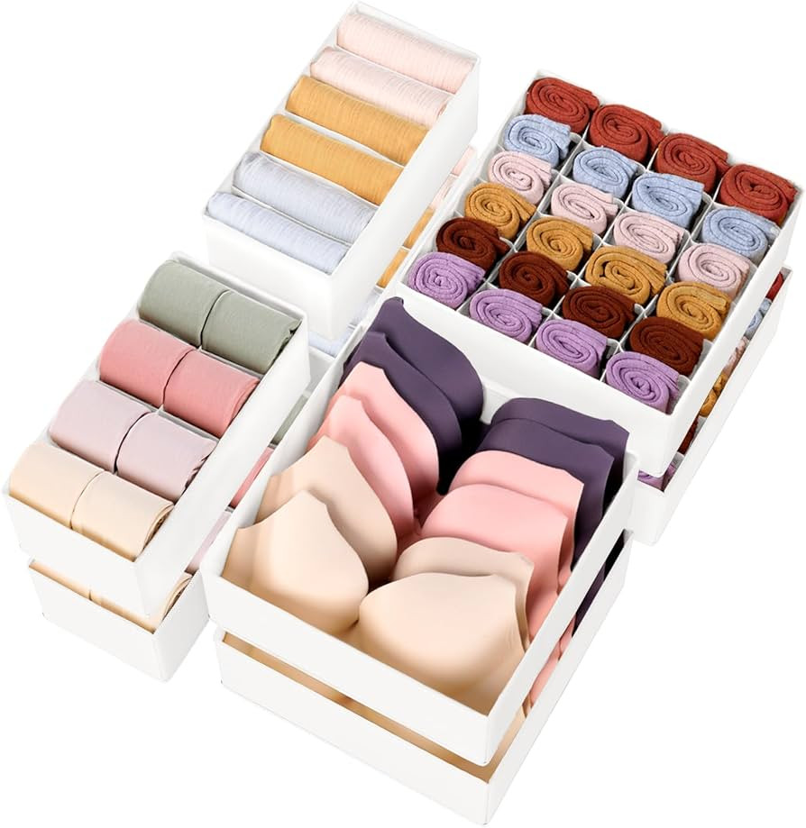 Criusia Underwear Sock Drawer Organizer Dividers 8 Set, Foldable Dresser Closet Organizers and St... | Amazon (US)