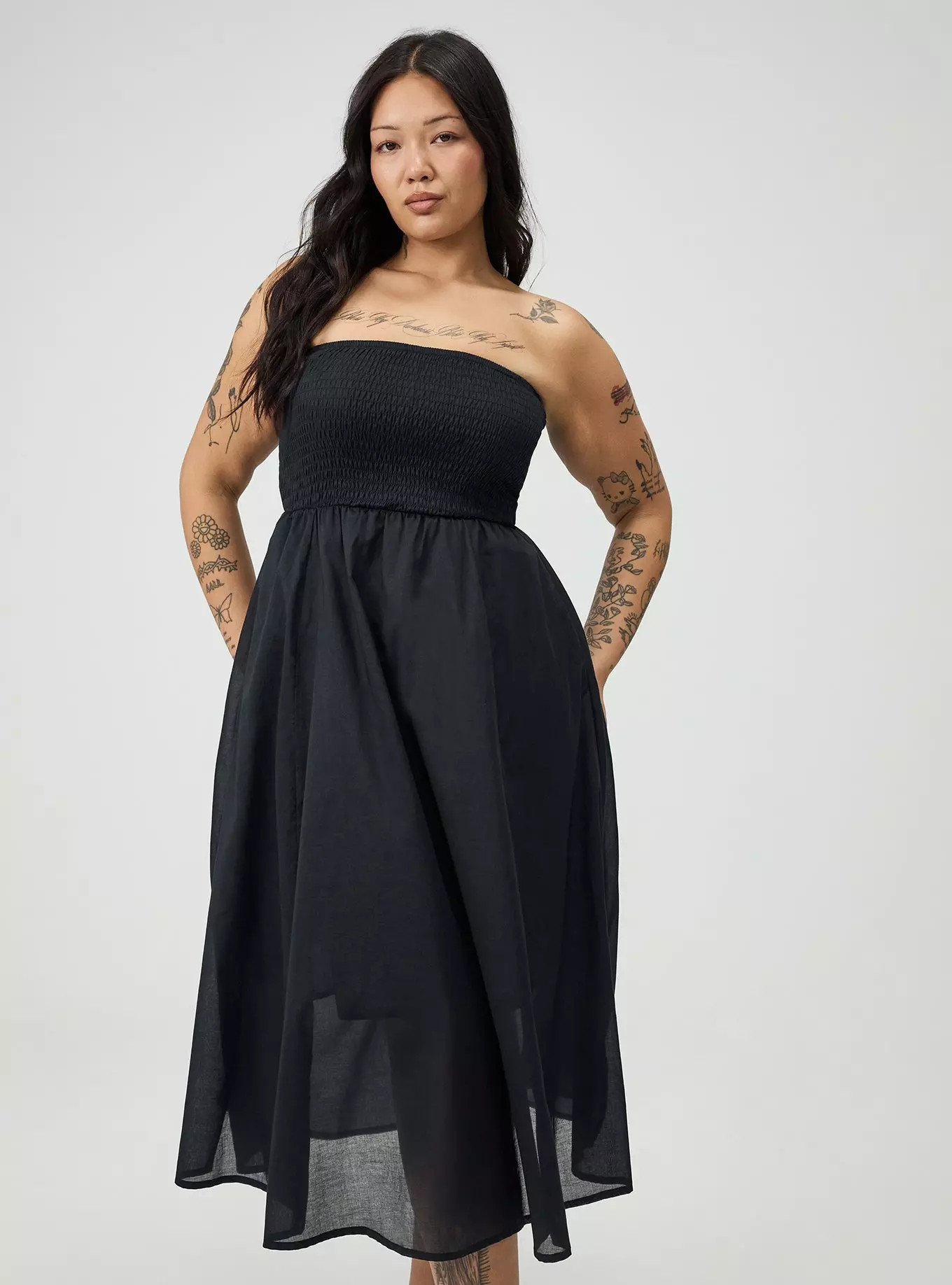 Smocked Tube Tea Length Dress | Torrid (US & Canada)