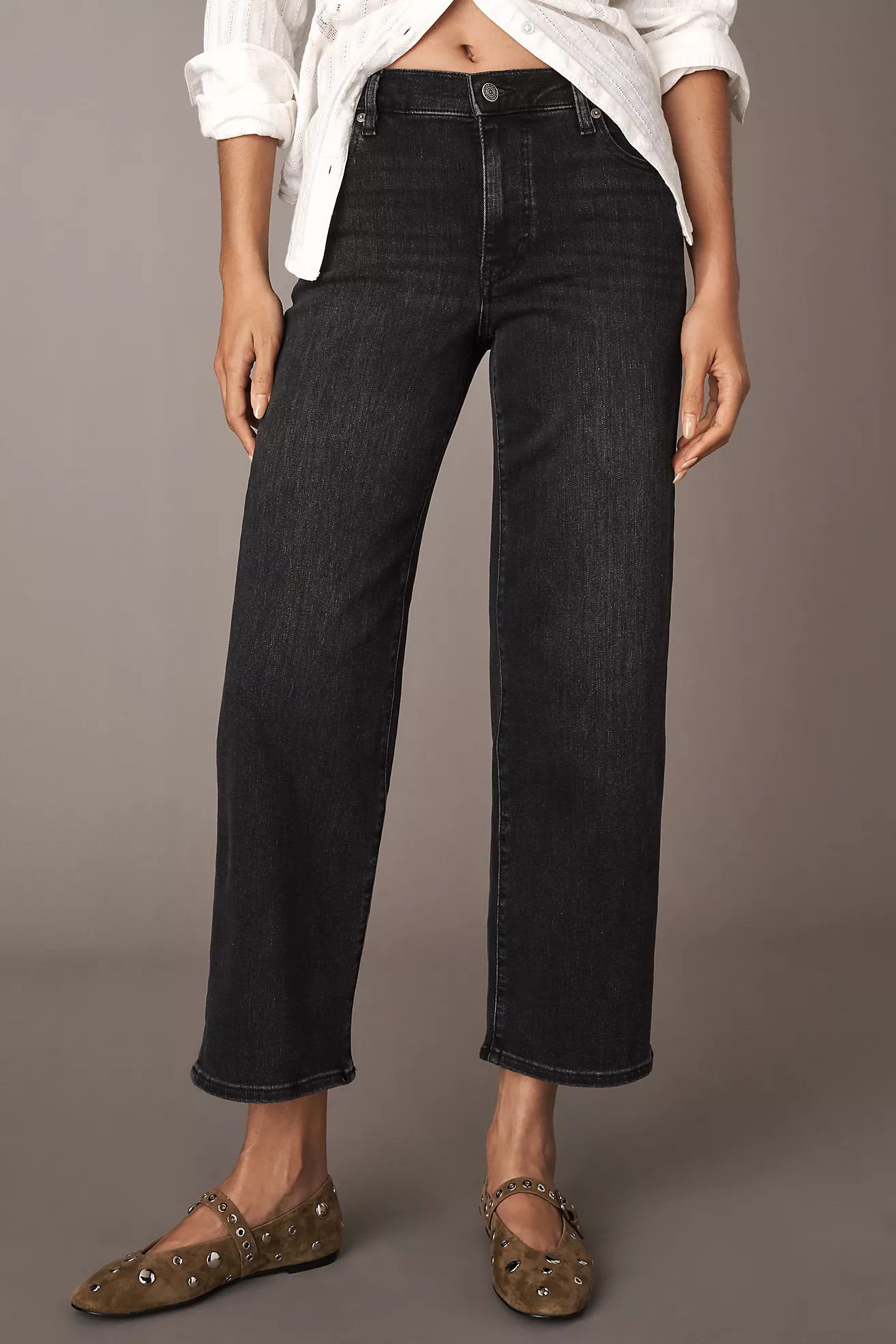 FRAME The Mellow Mid-Rise Crop Straight-Leg Jeans | Anthropologie (US)