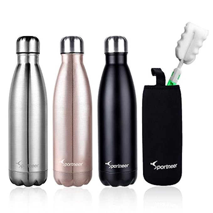 Sportneer Water Bottle 17oz Double Wall Vacuum Insulated Stainless Steel Water Bottle, Bonus A Clean | Amazon (US)