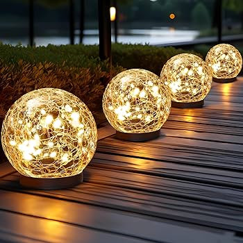 Solar Globe Lights Outdoor Waterproof - Cracked Glass Ball Lights for Garden, Patio, Yard, Lawn a... | Amazon (US)