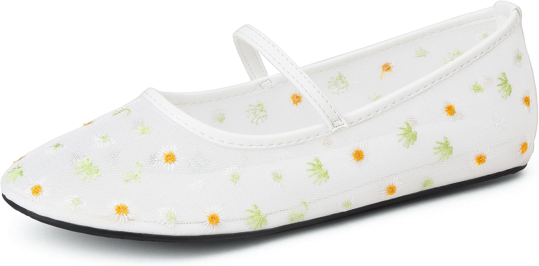 Mesh Flats for Women Mesh Ballet Flat Shoes for Dressy Office Ballerinas Mary Jane Flats with Emb... | Amazon (US)