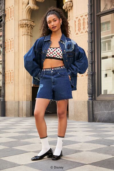 Disney Mickey Mouse Denim Bermuda Shorts | Forever 21