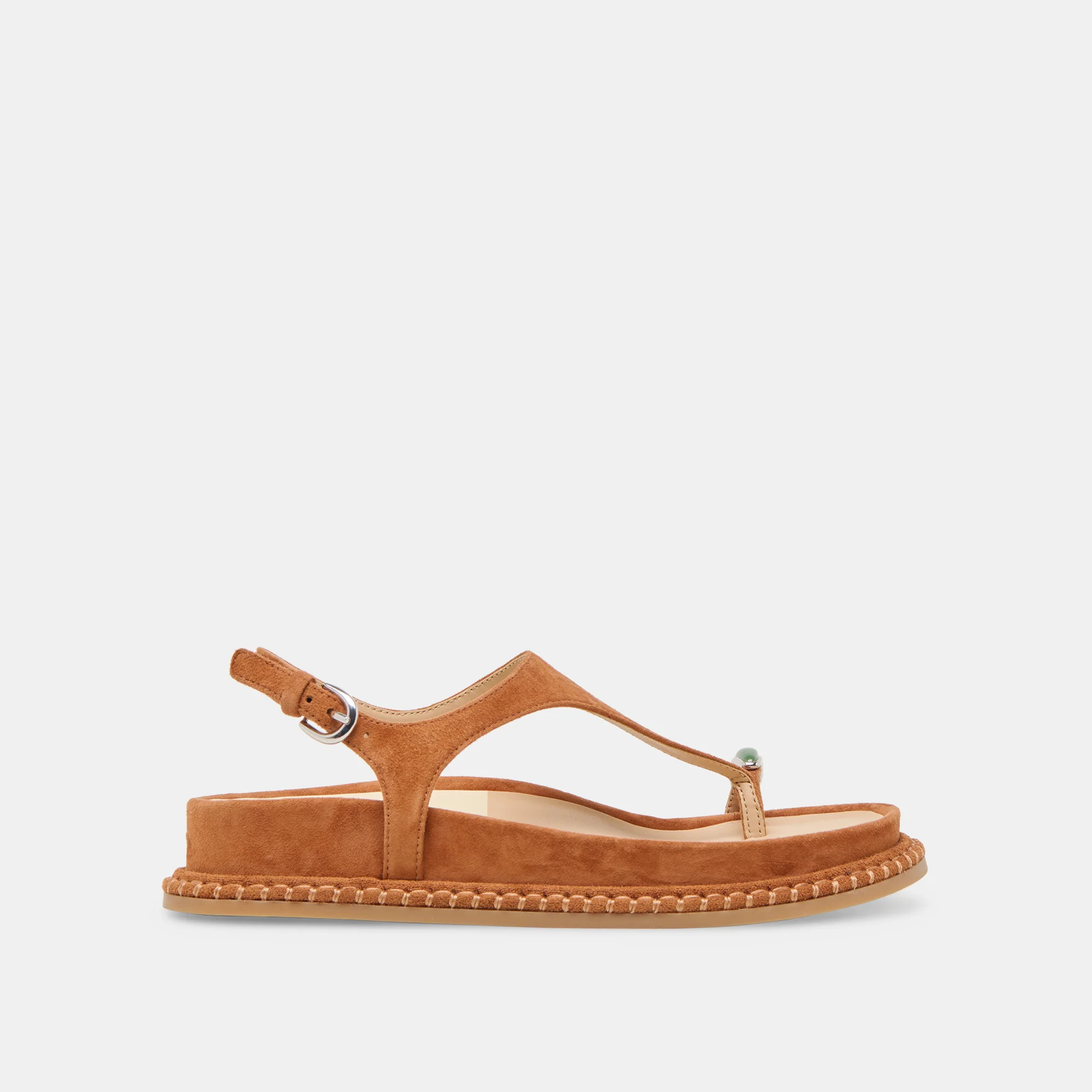 Stefan Gemstone Sandals Caramel Suede | DolceVita.com