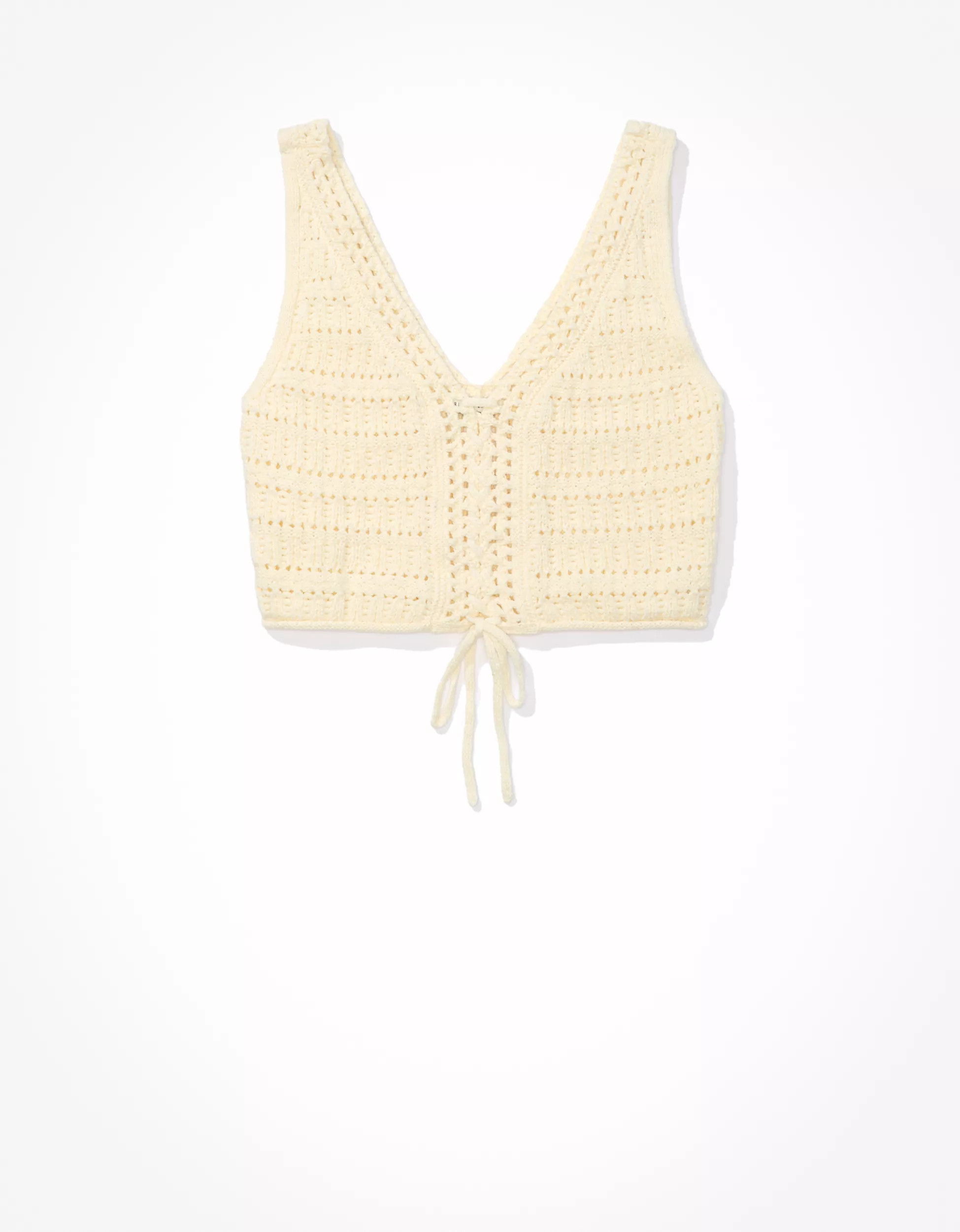 AE Lace-Up Crochet Tank Top | American Eagle Outfitters (US & CA)