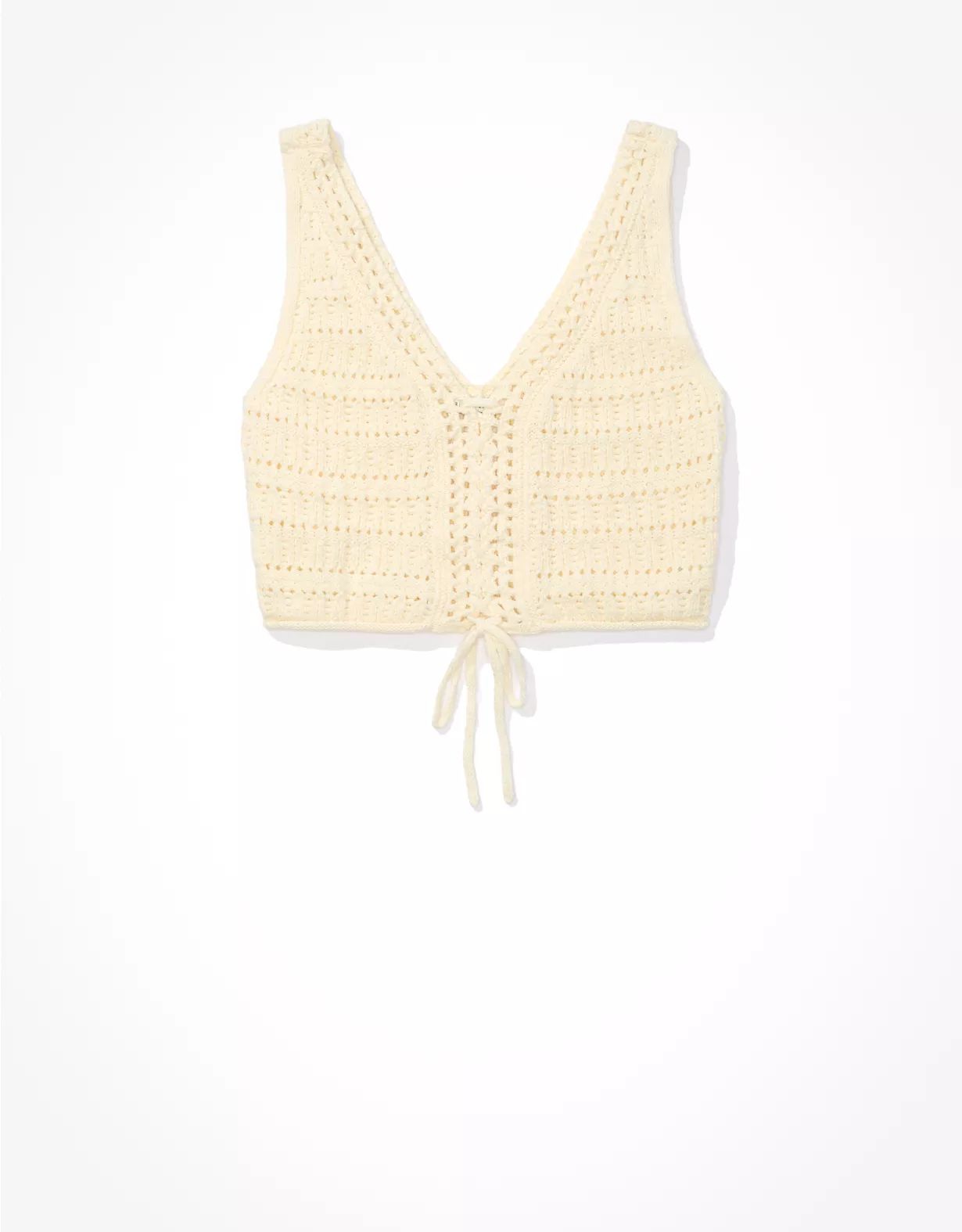 AE Lace-Up Crochet Tank Top | American Eagle Outfitters (US & CA)