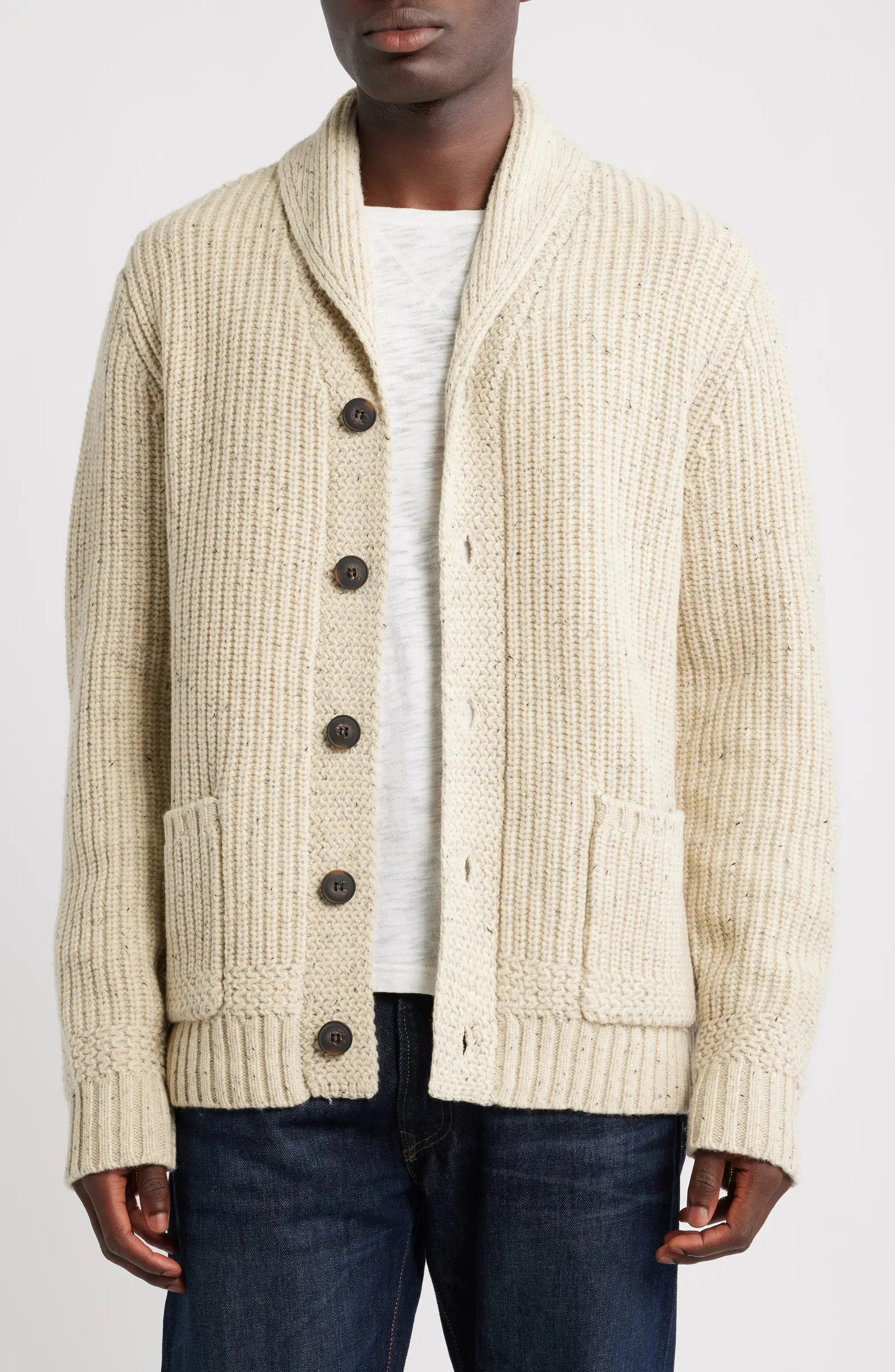 Schott NYC Donegal Tweed Wool Blend Cardigan | Nordstrom | Nordstrom