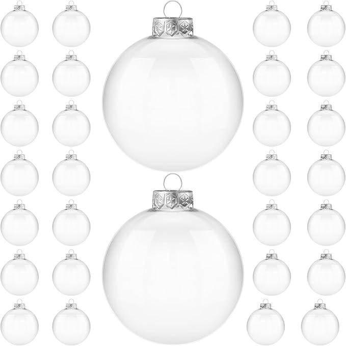 Clear Plastic Ornaments for Crafts Fillable(30 Pack, 3.15 Inch) Fillable Hanging Ornaments for Ch... | Amazon (US)