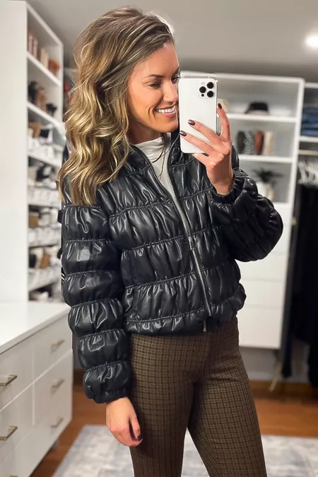 Scoop Women's Faux Leather Puffer … curated on LTK