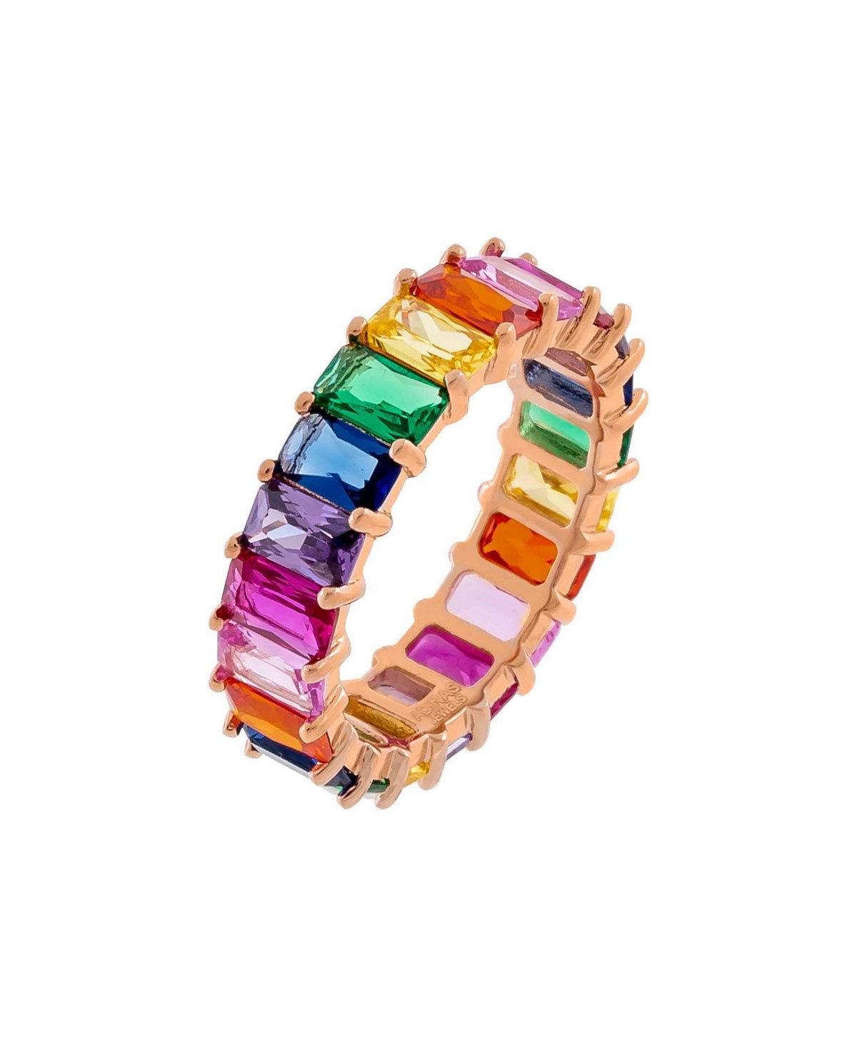 Adina's Jewels Multi Cubic Zirconia Rainbow Ring in 14K Rose Gold Plated over Sterling Silver | Macys (US)
