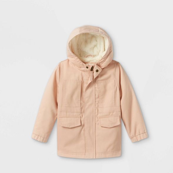 Toddler Girls' Cozy Lined Twill Jacket - Cat & Jack™ Pink | Target