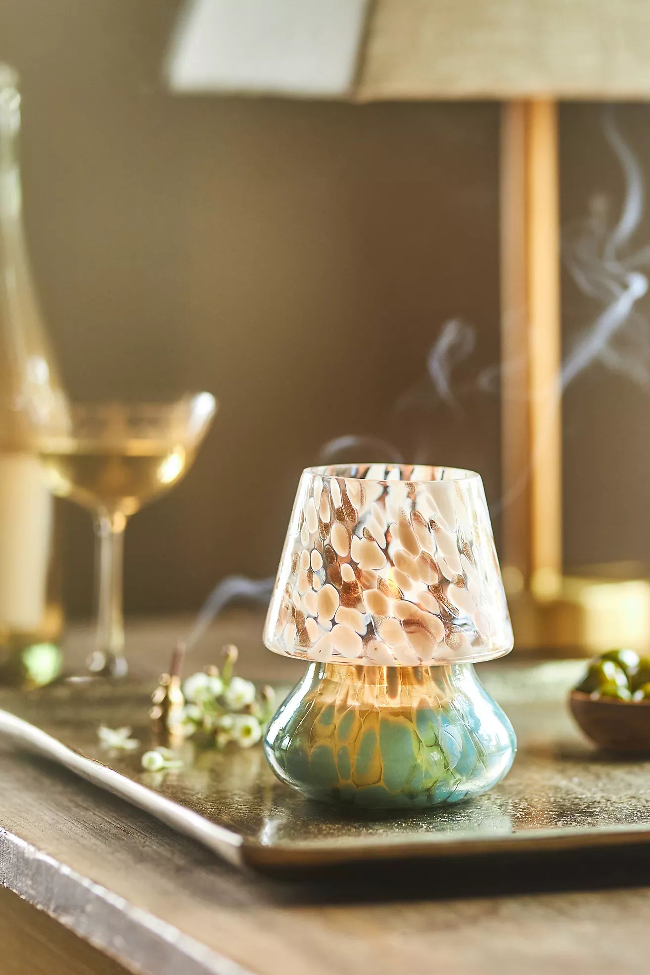 Cheena Fruity Apple Cider Champagne Glass Mushroom Lamp Candle | Anthropologie (US)
