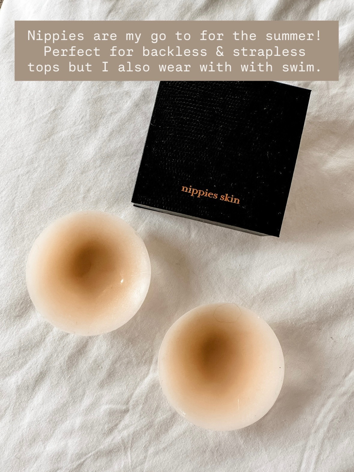 I have been wearing nippies for years! Perfect for backless/strapless tops & dresses in the summer! Also, it's great for swimsuits that don't have padding! Currently on sale for Amazon Prime Day!

Loverly Grey, Amazon, Prime Day, nippies, sale 

 #LTKSaleAlert