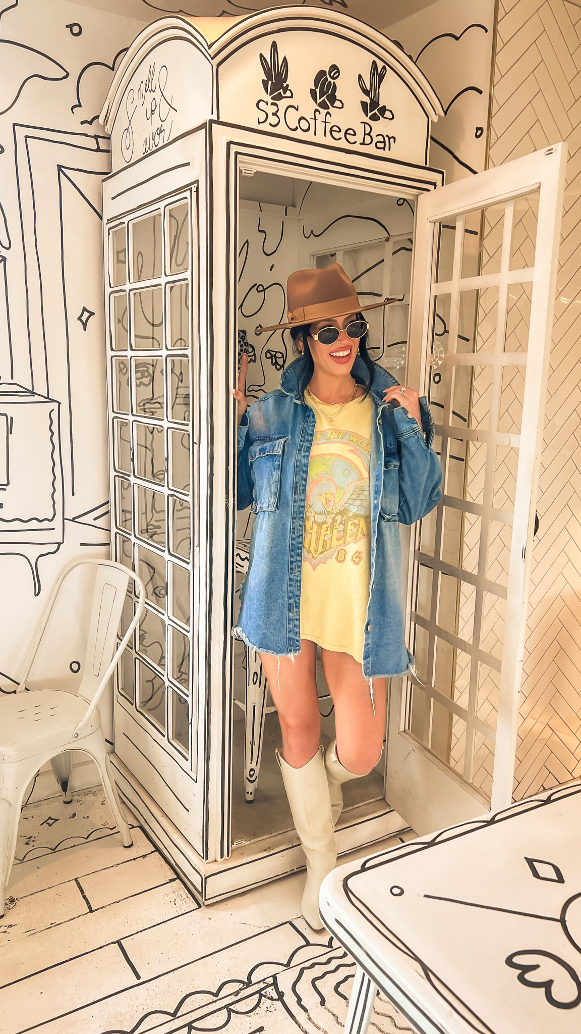 Dear S3 Coffee Bar, Can I Please Climb On Top Of This To Make My Swiftie Dreams Come True 🫶🏻 Please & Thank You 🫶🏻


Graphic tee
Denim jacket
Cowboy boots
Van Halen
Band tee
Wide brim hat
Hat
Urban outfitters
Amazon
Amazon find
Target
Target style
Sunglasses 
Coffee shop
Brunch 


#LTKbeauty #LTKsalealert #LTKFestival