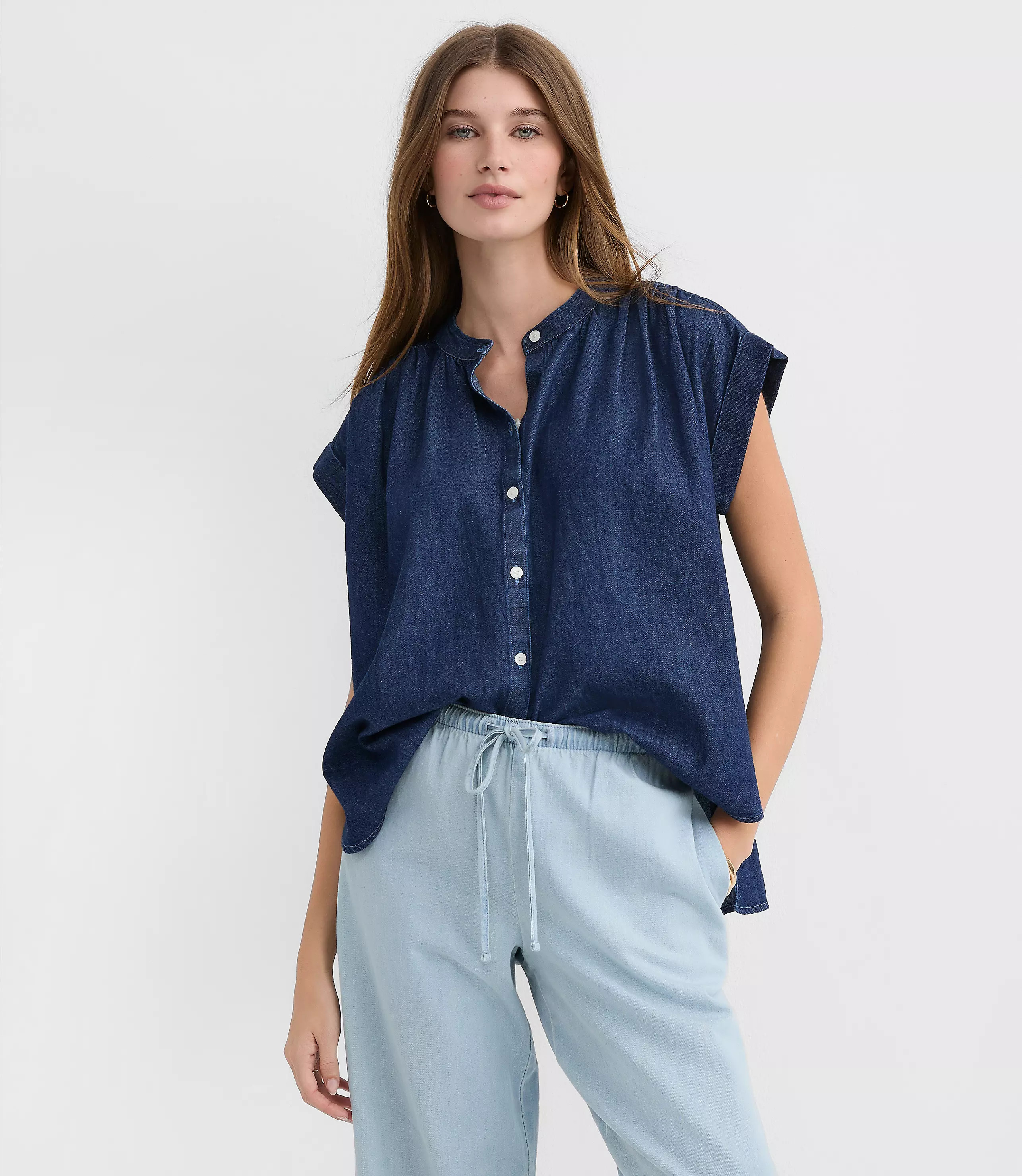 Chambray Everyday Dolman Shirt | LOFT