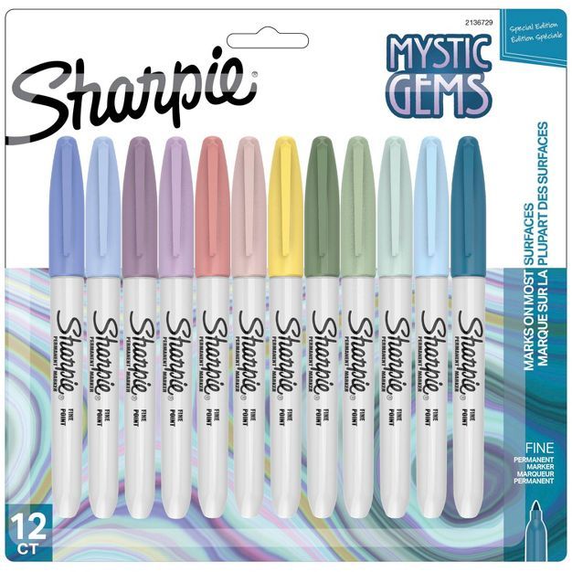 Sharpie 12pk Permanent Markers Mystic Gems Fine Tip Multicolored | Target