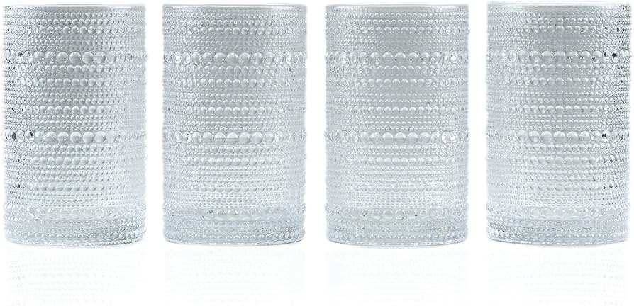 Greenline Goods Hobnail Drinking Glasses - Clear 13 oz Thick Modern Kitchen Glassware Set - Uniqu... | Amazon (US)