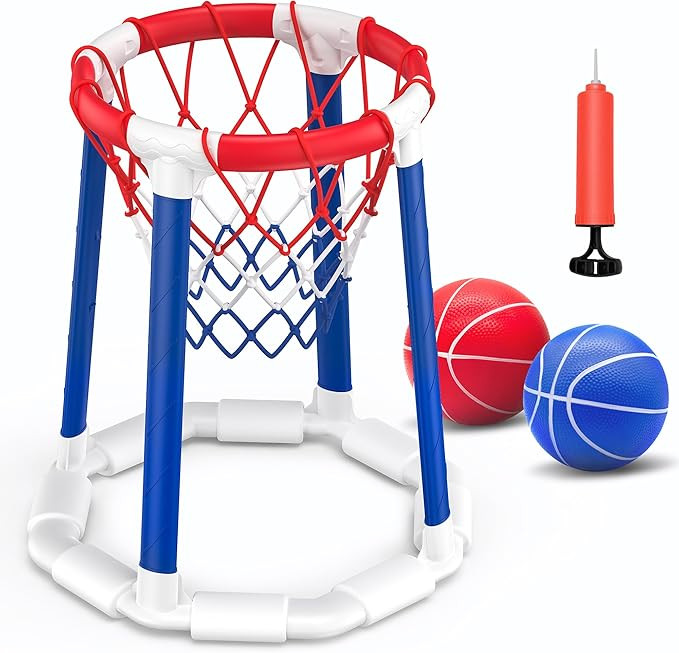 Pool Basketball Hoop Pool Games Pool Toys with 2 Basketballs Floating Basketball Hoop for Pool fo... | Amazon (US)