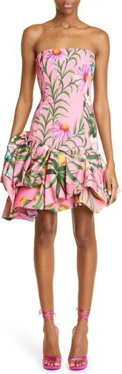 Floral Tapestry Strapless Cocktail Dress | Nordstrom