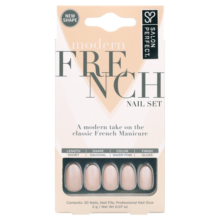 Salon Perfect Press On Nails, 178 Modern French Fake Nail Kit, White Ombre Short, File & Nail Glu... | Walmart (US)
