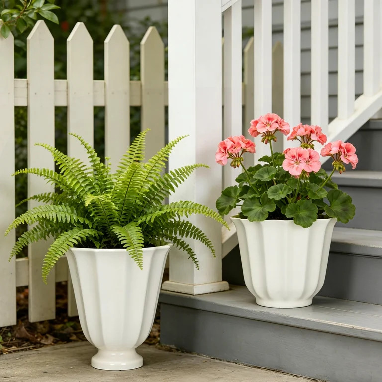 Mainstays Charlotte 17.5" x 17.5" x 14" Round Vanilla Dream 100% Recycled Resin Planter | Walmart (US)