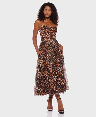 Alex & Sophia Juniors' Printed Chiffon Sleeveless Midi Dress - Macy's | Macy's