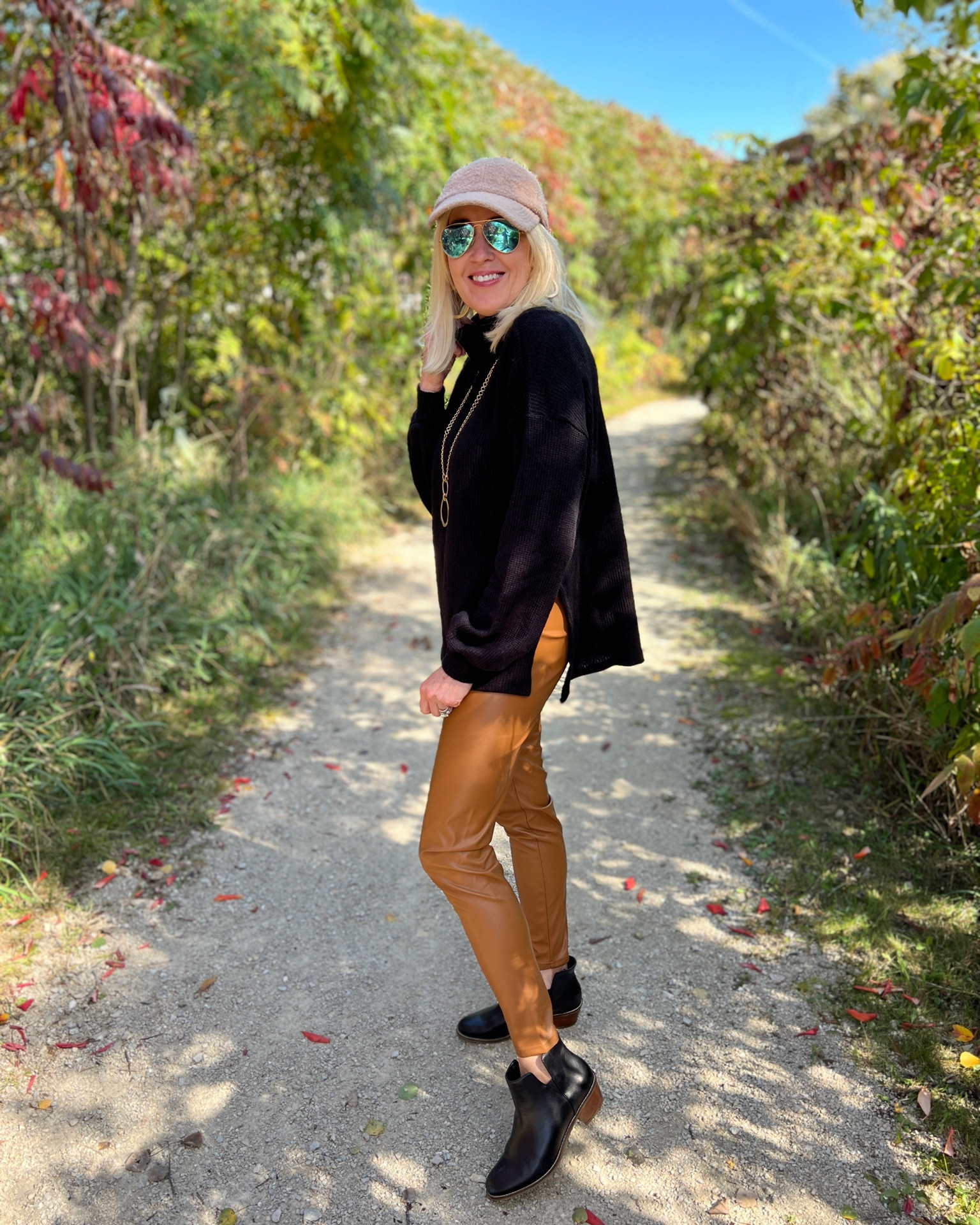 Fall outfit with faux leather leggings. 

Use code DOUSED10 for 10% off at Gibsonlook.

#LTKunder100 #LTKstyletip #LTKSeasonal