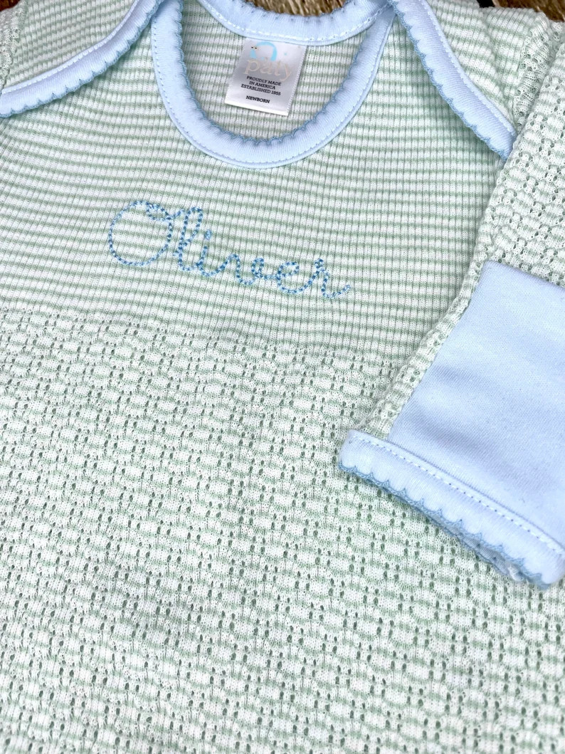 Paty Inc Knit Baby Gown Monogram, Baby Boy Coming Home Outfit, Layette, Newborn Gown, Knit Baby D... | Etsy (Global)