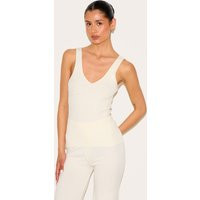 Tall Cream Knitted Ribbed Longline Tank Top | PrettyLittleThing UK