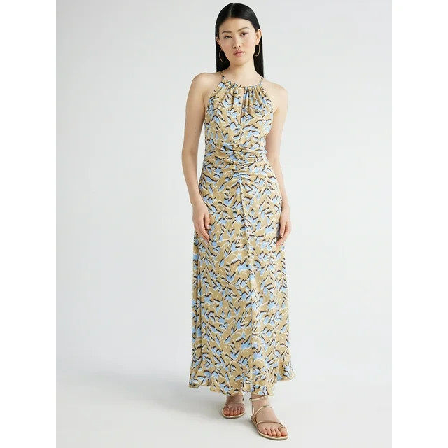 Scoop Women's Ruched Halter Dress, Sizes XS-XXL | Walmart (US)