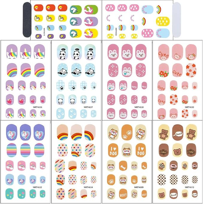 Kids Nail Stickers, Zoon Theme Design Kids Nail Wraps Full Kid Nails Strips, Contains A Variety o... | Amazon (US)