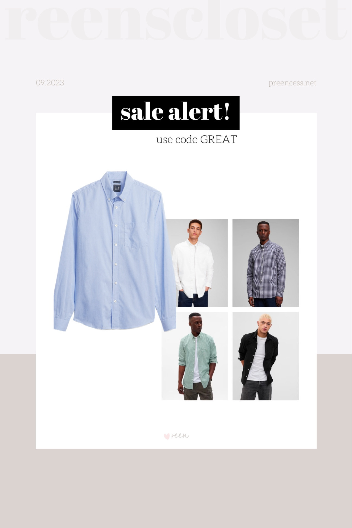 🤍 SALE ALERT: These All-Day Poplin Shirts (standard fit) are currently on sale for $29CAD! Use code GREAT for an additional 30% off, which brings it down to $20.30 🤩

Still currently available in about 8 different colours and patterns at the sale price!

#LTKfindsunder50 #LTKsalealert #LTKmens