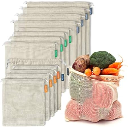 Naturally Sensible Reusable Produce Bags | Sturdy Mesh Grocery Tote (10 Bag Set) | Amazon (US)