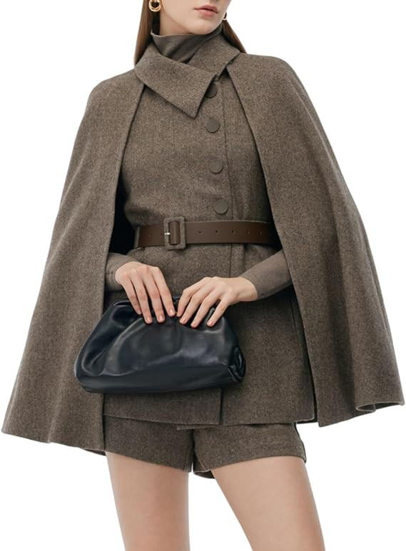 GOELIA Women 2026 Fall Washable Wool Cloak Coats And Flap Neck Button Vest Two-Piece Set with Bel... | Amazon (US)