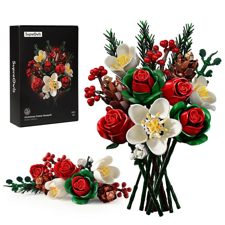 Chirstmas Rose Bouquet Building Set, Artificial Flowers Botanical Collection Home Decor Flowers f... | Walmart (US)