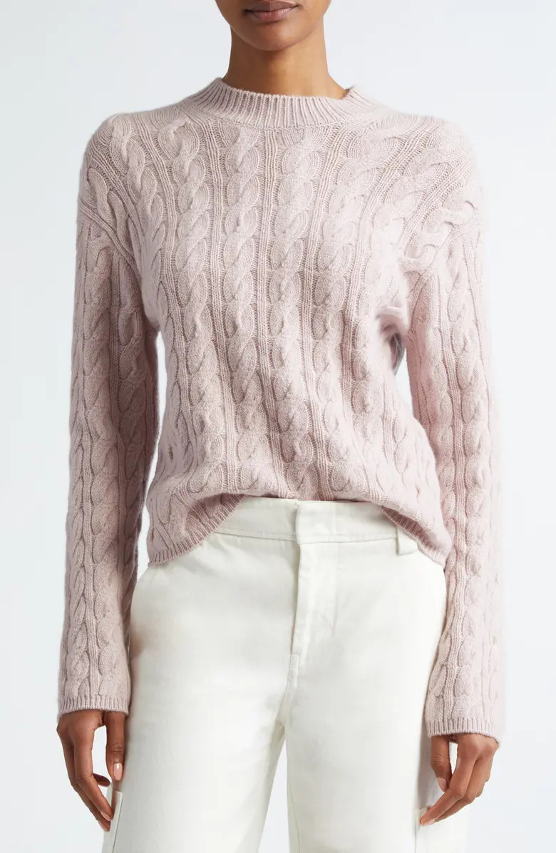 Cable Knit Wool Blend Crewneck Sweater | Nordstrom