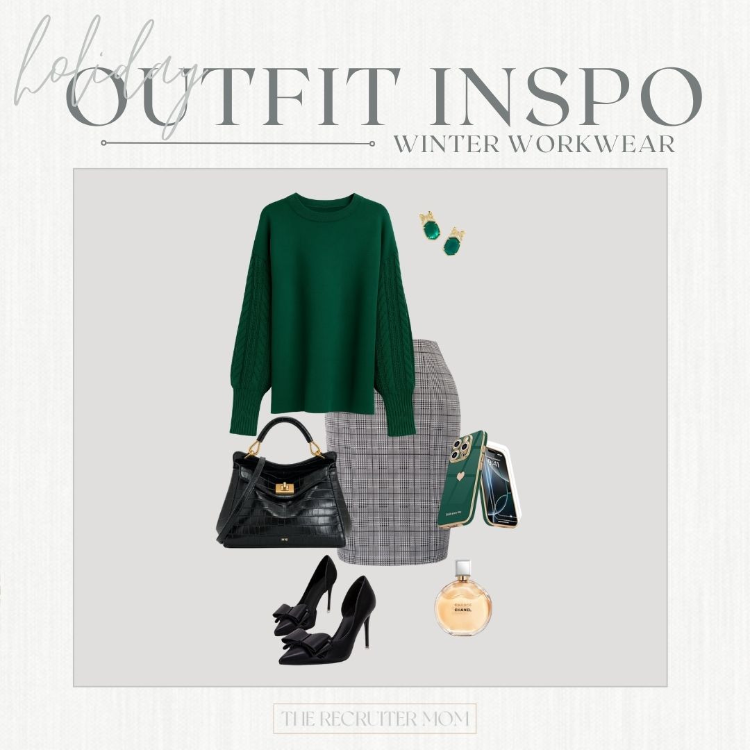 Green sweater + plaid skirt = easy holiday work outfit 🎄 #holidaystyle #winterworkwear 

 

#LTKOver40 #LTKMidsize #LTKWorkwear