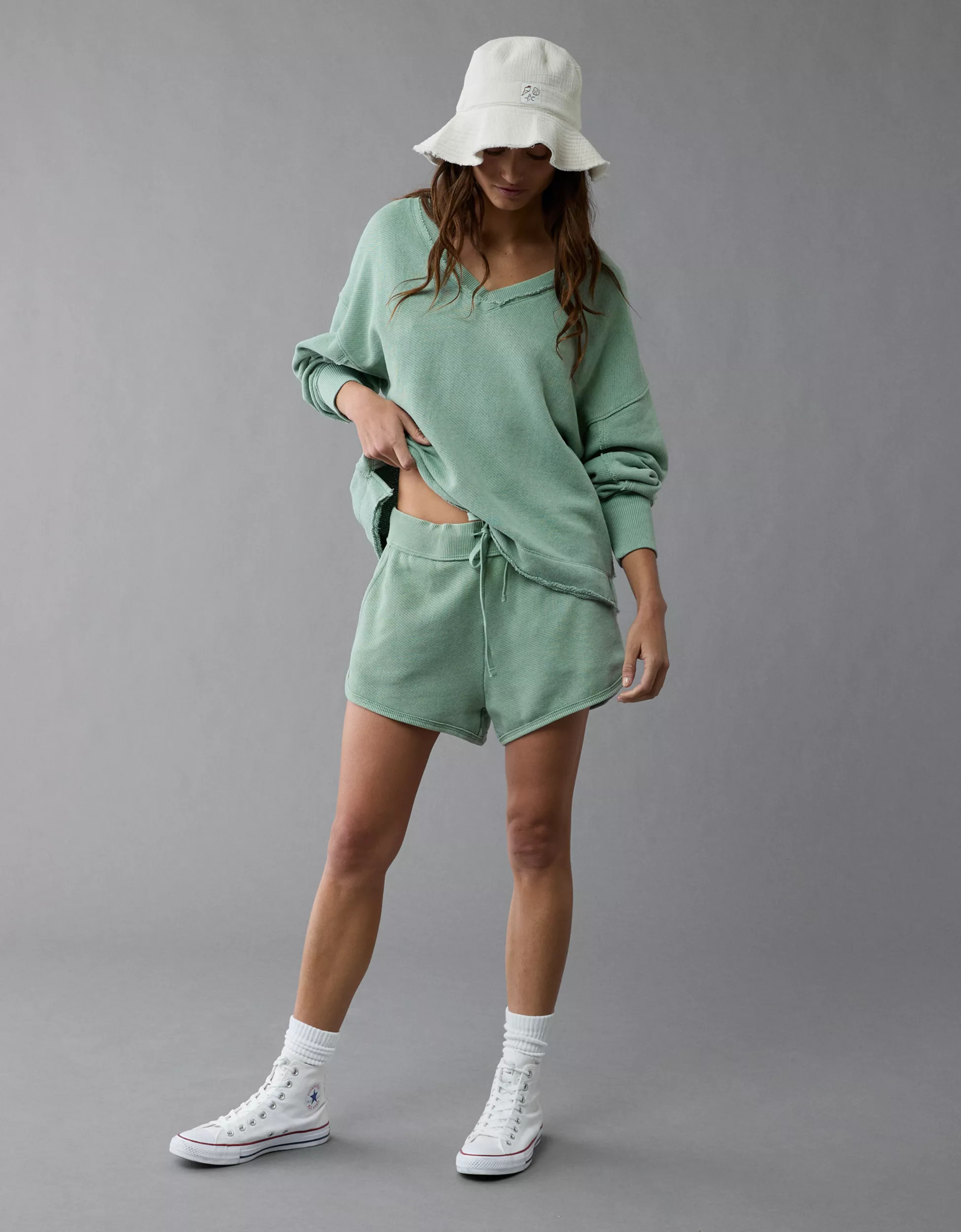 AE Saltwash Double V-Neck Sweatshirt | American Eagle Outfitters (US & CA)